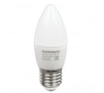 Светодиодная лампа SONNEN 5 Вт, цоколь E27, свеча, теплый белый свет, LED C37-5W-2700-E27, 453707