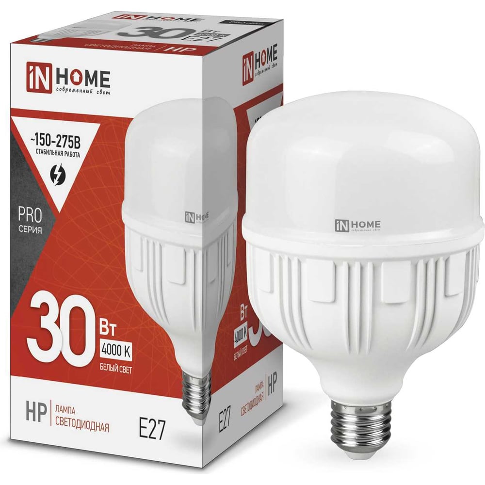 Светодиодная лампа IN HOME LED-HP-PRO 30Вт 230В Е27 4000К 2850Лм ...