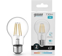 Лампа Gauss Filament Elementary А60 9W 730lm 4100К Е27 LED 1/10/50 22229 32044470