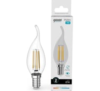 Лампа Gauss Filament Elementary Свеча на ветру 12W 750lm 4100К Е14 LED 1/10/100 42122 32044416