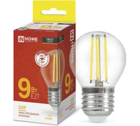 Светодиодная лампа IN HOME LED-ШАР-deco 9Вт 230В Е27 3000К 1040Лм прозрачная 4690612026268 16022245