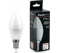 Светодиодная лампа FERON PRO LB-1306 Свеча E14 6W 4000K OSRAM LED 38045