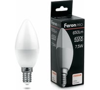 Светодиодная лампа FERON PRO LB-1307 Свеча E14 7.5W 4000K OSRAM LED 38054 16233661