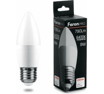 Светодиодная лампа FERON PRO LB-1309 Свеча E27 9W 6400K OSRAM LED 38064