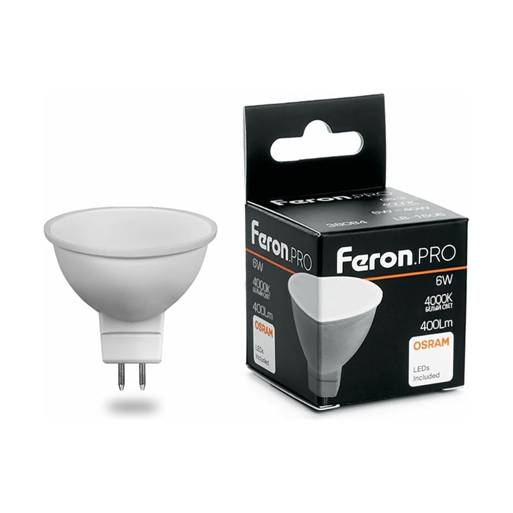 Светодиодная лампа FERON PRO LB-1606 MR16 G5.3 6W 4000K OSRAM LED 38084 ...