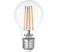 Светодиодная лампа General Lighting Systems Филамент прозрачный E27 15Вт 230В 1300Лм 2700К Теплый белый свет Груша GLDEN-A60S-15-230-E27-2700 660316 16165485