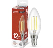 Лампа IN HOME сд LED-СВЕЧА-deco 12Вт 230В Е14 4000К 1350Лм прозрачная 4690612053677 32568600