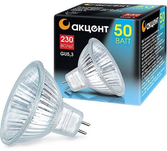 Галогенная лампа АКЦЕНТ JCDR, 230В, 50W, GU5.3, с отражателем и ...