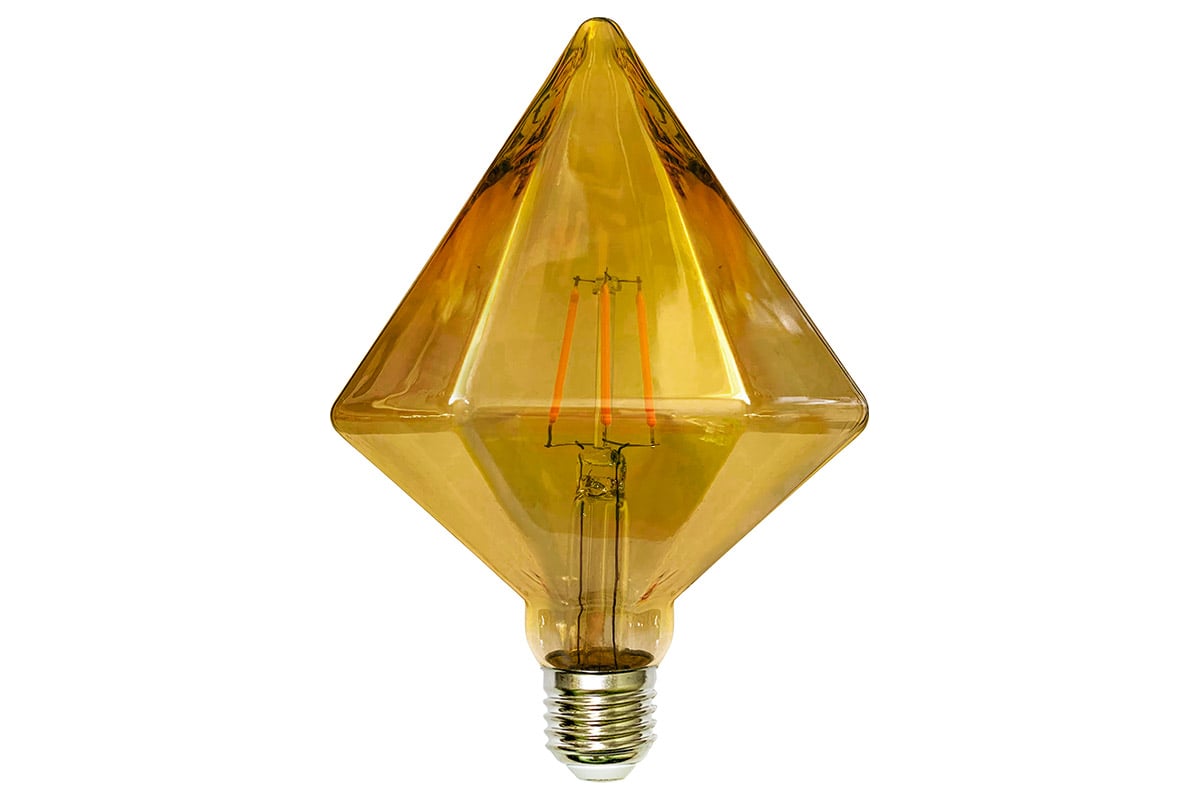 Светодиодная филаментная лампа GIS-SOLAR ретро G125-E27-4Вт.-GOLD-РОМБ .