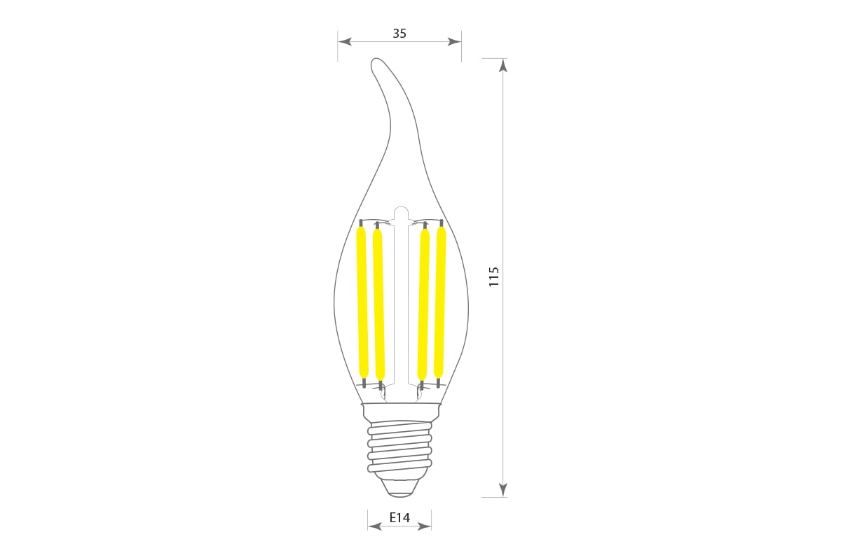 Светодиодная филаментная лампа GIS-SOLAR С35W-E14-6Вт-4000K-220В F00513 .