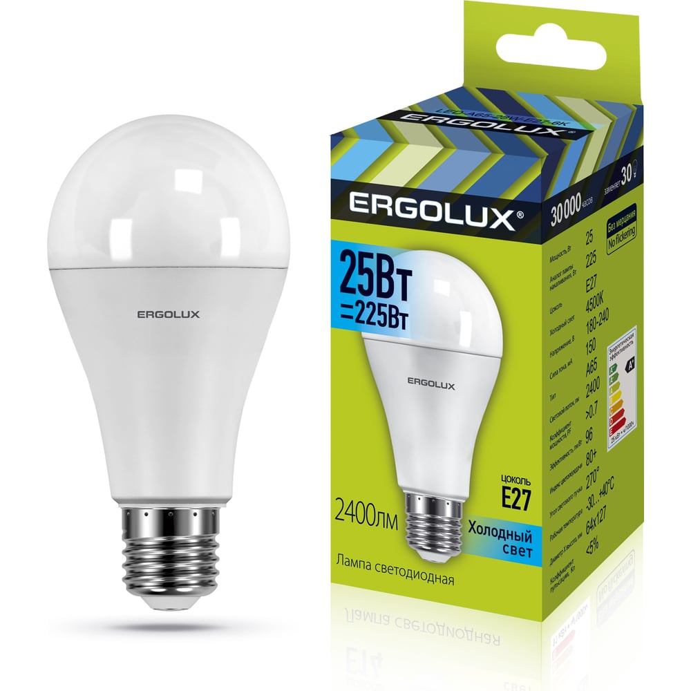 Лампа светодиодная Ergolux LED-A65-25W-E27-4K