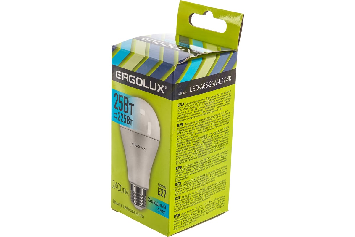 Светодиодная лампа Ergolux LED-A65-25W-E27-4K ЛОН, 25Вт, E27, 4500K ...