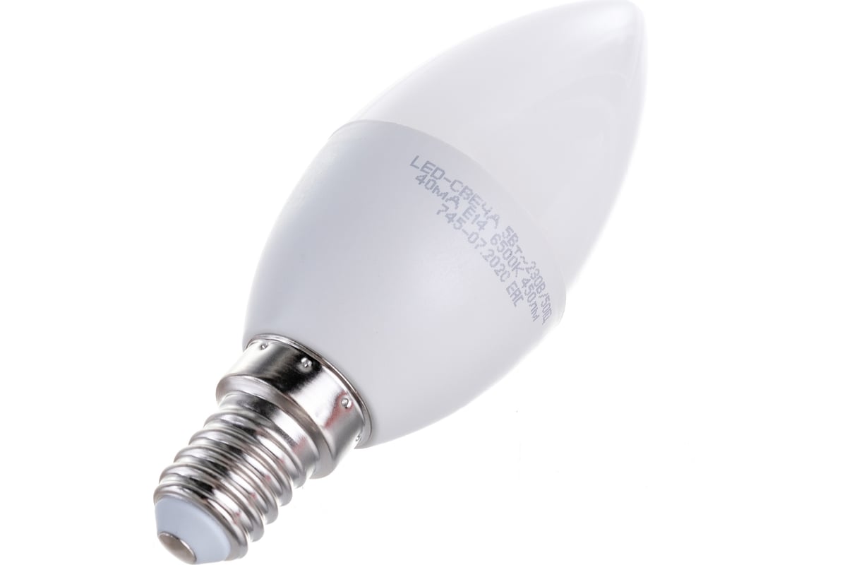 Светодиодная лампа ASD LED-СВЕЧА-std 5Вт 230В Е14 6500К 450Лм ...