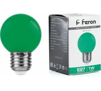 Лампа FERON LED 1вт Е27, зеленый, шар 25117 15154550