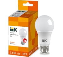 Лампа IEK LED, A60, 13вт, 230В, 3000К, E27 LLE-A60-13-230-30-E27