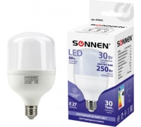 Светодиодная лампа SONNEN 30 Вт, цоколь Е27, цилиндр, холодный белый, 30000 ч, 454924