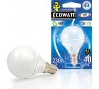 Светодиодная лампа ECOWATT P45 230В 4.740W 4000K E14 миньон, холодный белый свет, шарик 4606400613978