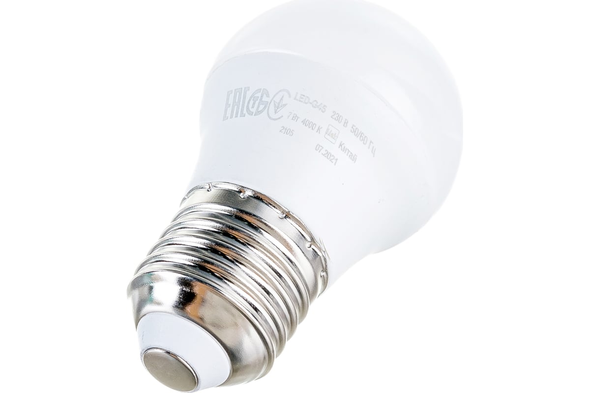 Лампа IEK LED G45 шар 7Вт 230В 4000К E27 3шт/упак LLE-G45-07-230-40-E27 .