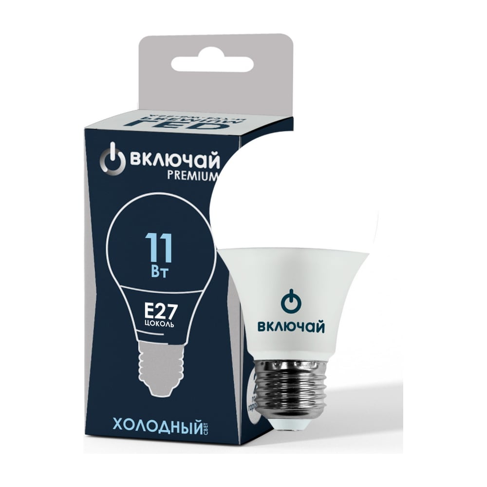 Светодиодная лампа Включай 11W E27 А60 6500K 220V пластик LED PREMIUM ...