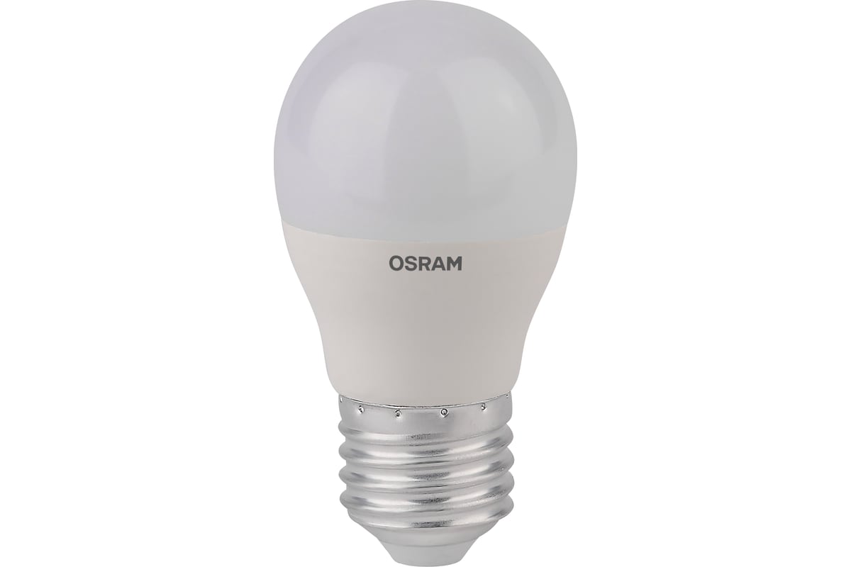 Светодиодная лампа OSRAM LED STAR, P, шар, 6.5Вт, E27, 550Лм, 4000К,  нейтральный белый свет 4058075134324 - выгодная цена, отзывы,  характеристики, фото - купить в Москве и РФ