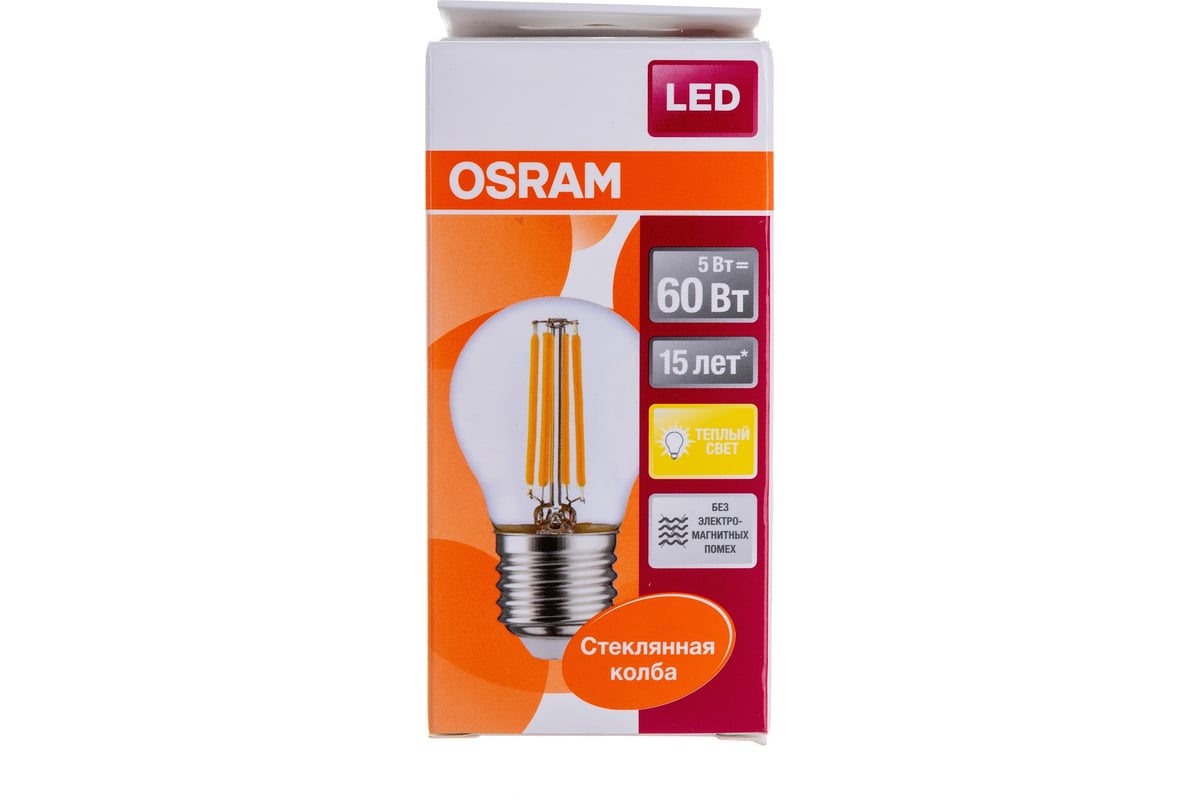 Лампа светодиодная OSRAM LSCLP60 CL 5W/827 230V FIL E27 FS1