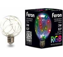 Светодиодная лампа FERON LB-381, G80, 3W 175-265V E27 RGB, 250Lm, угол рассеивания 220 41676