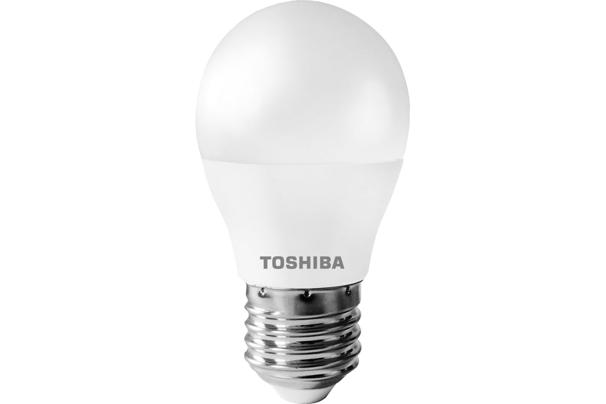 Светодиодная лампа TOSHIBA LED G45 шар 8W аналог 60Вт/806Лм теплый свет  3000K цоколь стандартный Е27 драйвер IC 01301315931A - выгодная цена,  отзывы, характеристики, фото - купить в Москве и РФ