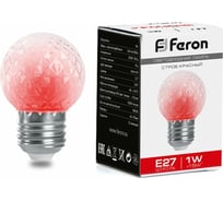 Лампа-строб FERON LB-377 Шарик прозрачный E27 1W красный 38210 19654590