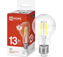 Светодиодная лампа IN HOME LED-A60-deco 13Вт 230В Е27 4000К 1370Лм прозрачная 4690612035604