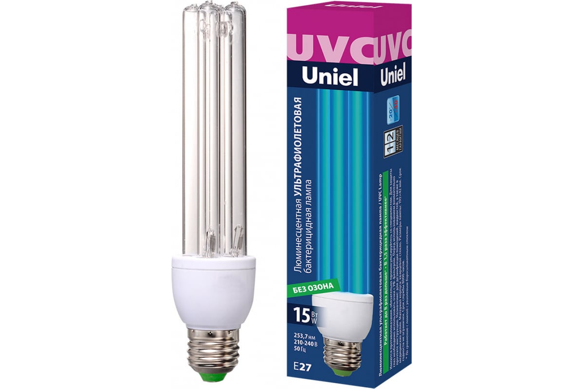Энергосберегающая бактерицидная лампа Uniel UVCB/E27/CL ESL-PLD-15 UL .