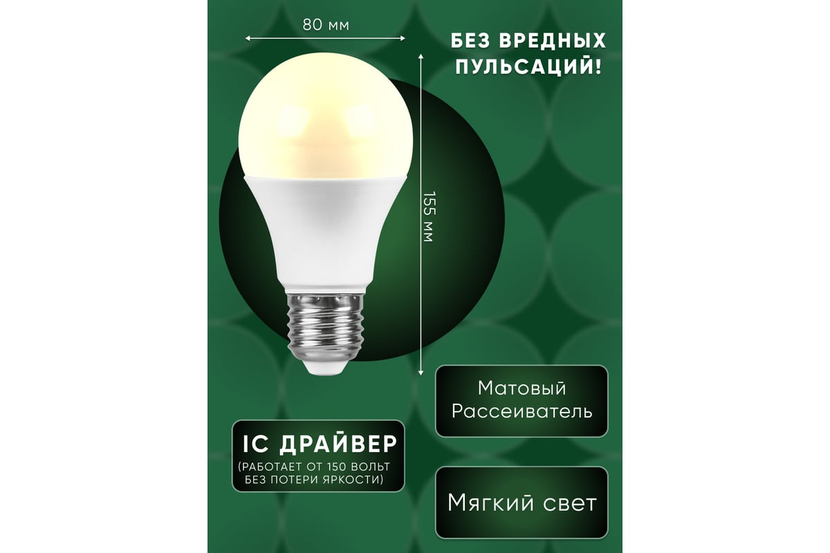 Светодиодная лампа SAFFIT SBA8040 Шар E27 40W 2700K, 55200 - выгодная цена,  отзывы, характеристики, фото - купить в Москве и РФ