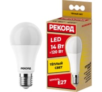 Светодиодная лампа РЕКОРД LED A60 14W E27 3000K 24368