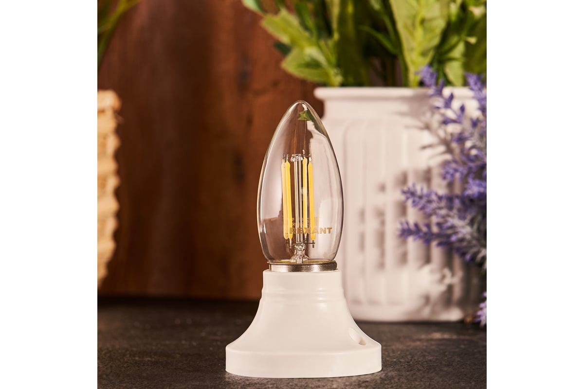 Филаментная лампа REXANT Свеча CN35 7.5 Вт 4000K E27 диммируемая 604 ...