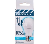 Светодиодная лампа ЛОН Ergolux LED-A60-11W-E27-4K 11Вт Е27 4500К 220-240В, ПРОМО 14459