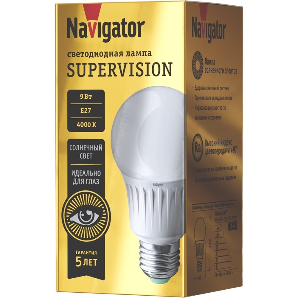 Светодиодная лампа груша Navigator 80 549 NLL-A60-9-230-4K-E27-FR-SV