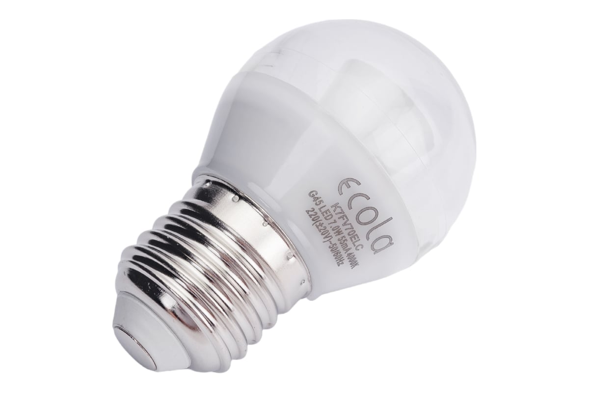 Светодиодная лампа Ecola globe LED Premium 7,0W G45 220V E27 4000K  прозрачный шар с линзой композит 75x45 K7FV70ELC