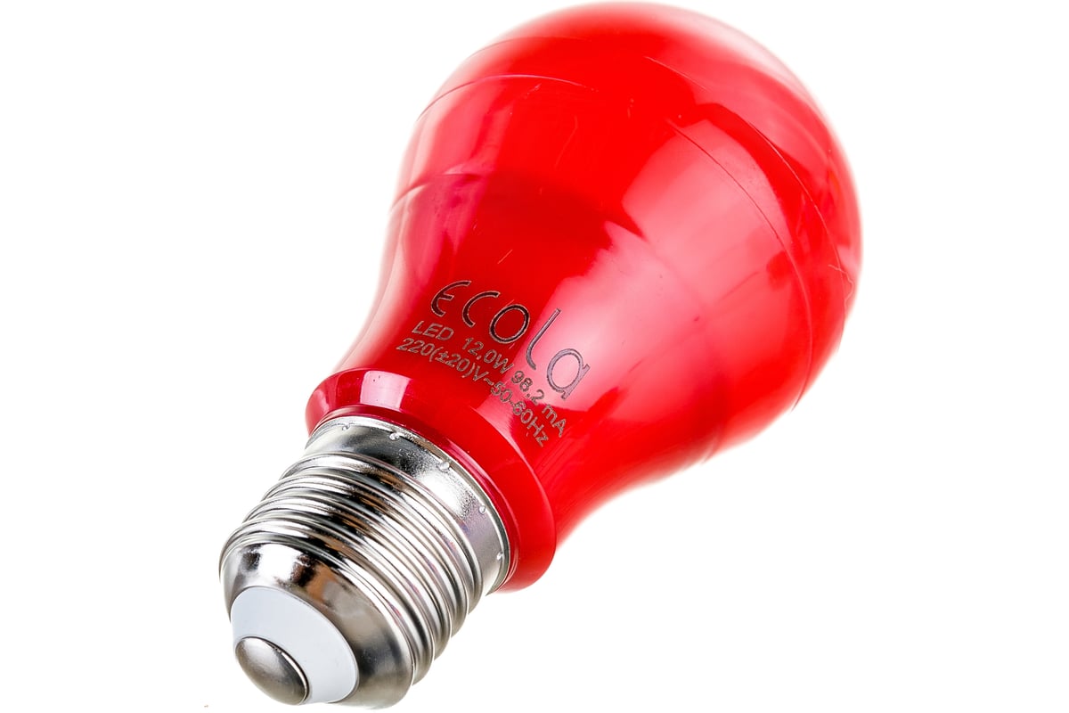 Светодиодная лампа Ecola classic LED color 12,0W A60 220V E27 Red Красная  360 композит 110x60 K7CR12ELY