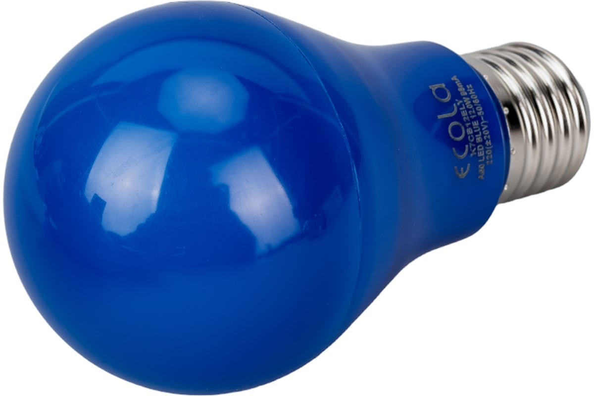 Светодиодная лампа Ecola classic LED color 12,0W A60 220V E27 Blue Синяя  360 композит 110x60 K7CB12ELY