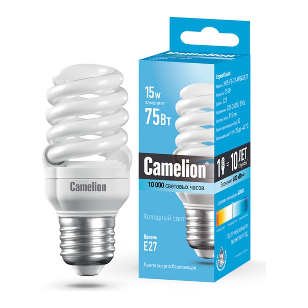 Лампа энергосберегающая 15Вт Camelion LH15-FS-T2-M/842/E27 10522 ...