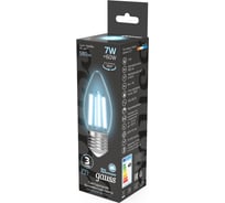 Лампа Gauss Filament Свеча 7W 580lm 4100К Е27 LED 1/10/50 103802207 23563503