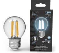 Лампа Filament Gauss Шар 13W 1150lm 4100К Е27 LED 1/10/50 105802213 23563431