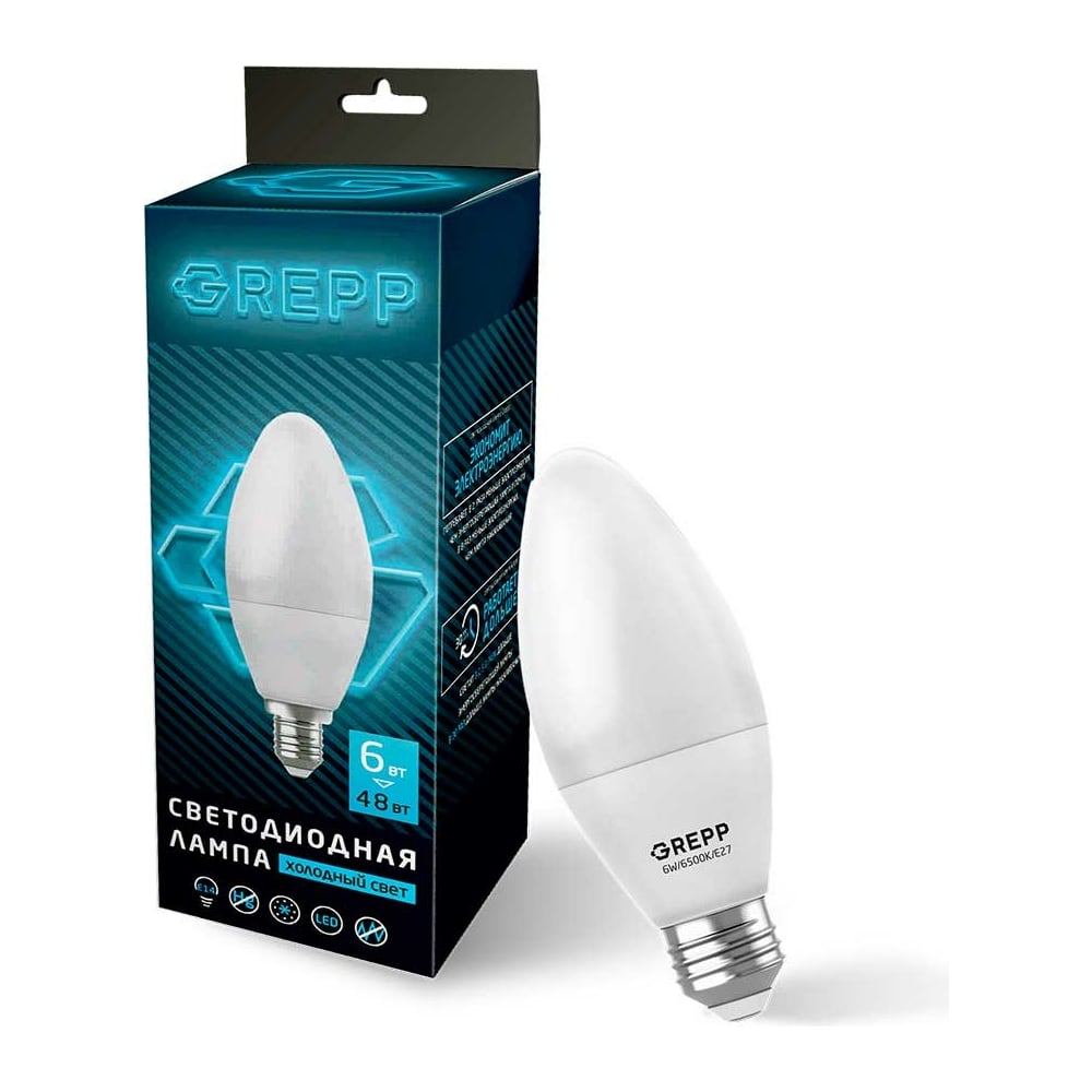 Светодиодная лампочка Ladina, 6Вт/6500K/E27, свеча 165-004 - выгодная ...