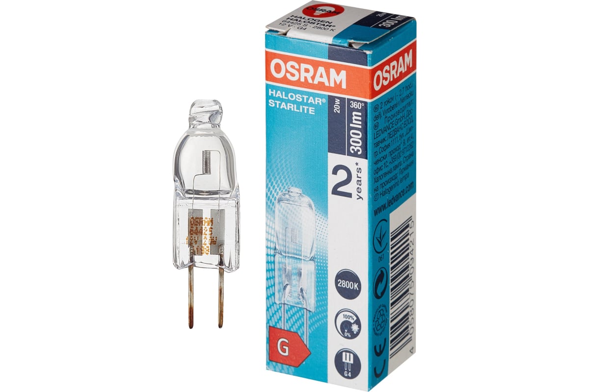 Капсульная галогенная лампа OSRAM HALOSTAR STARLITE 64425 S 20W 12V G4 FS1  4058075094215 - выгодная цена, отзывы, характеристики, фото - купить в  Москве и РФ