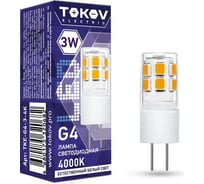 Светодиодная лампа TOKOV ELECTRIC 3Вт Capsule 4000К G4 220-240В TKE-G4-3-4K