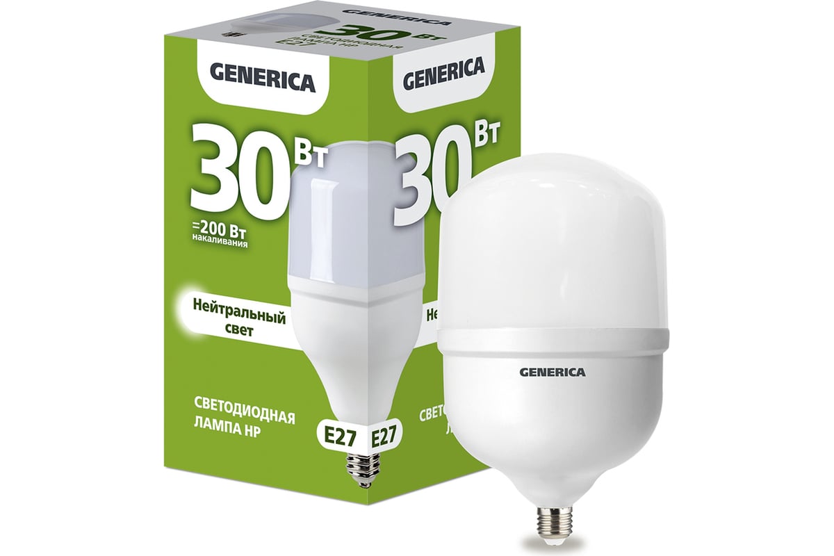 Светодиодная лампа GENERICA HP 30Вт 230В 4000К E27 LL-HP-30-230-40-E27 ...