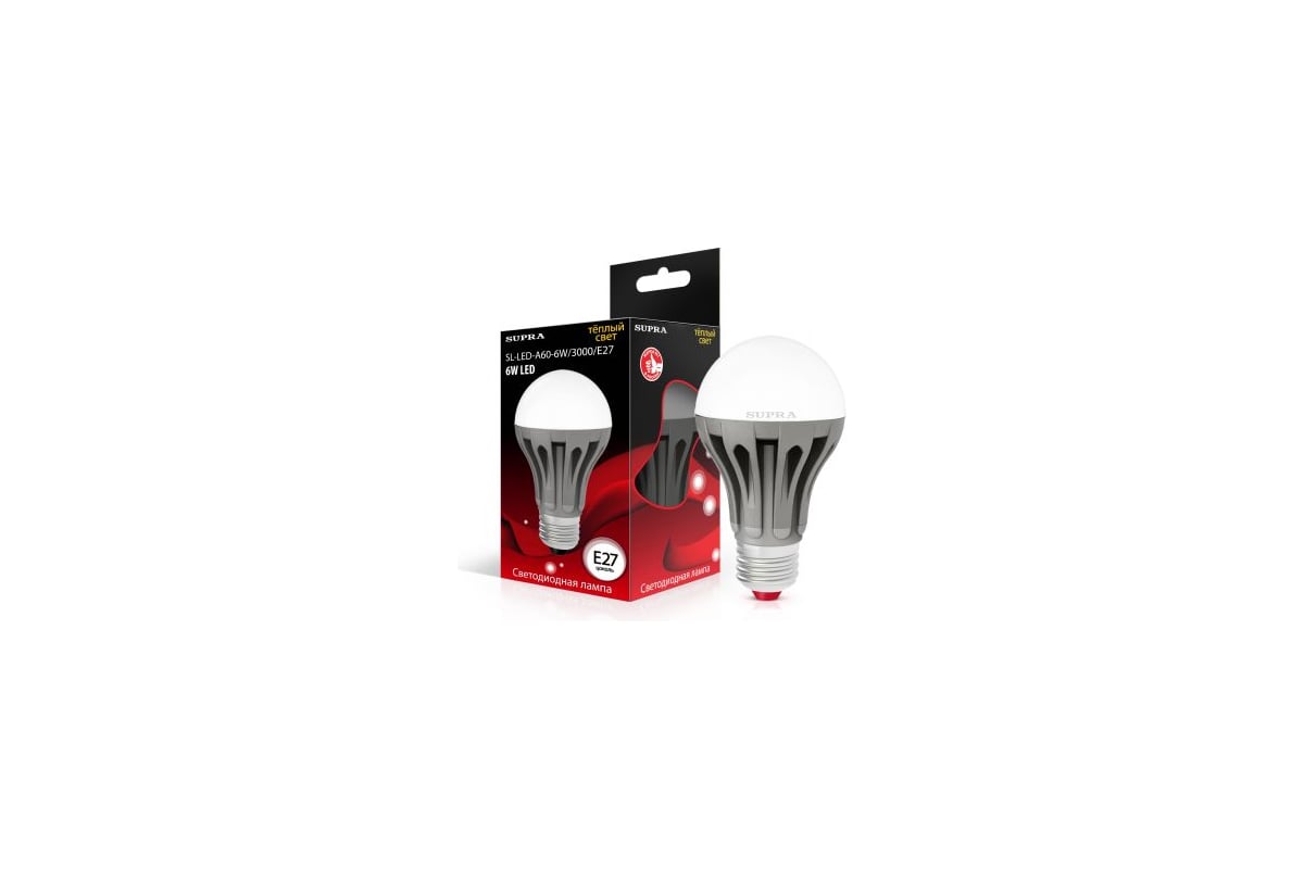 Sl led. Упаковка светодиодных ламп 10 шт supra sl-led-pr-3000к, e27, r63, 9вт.