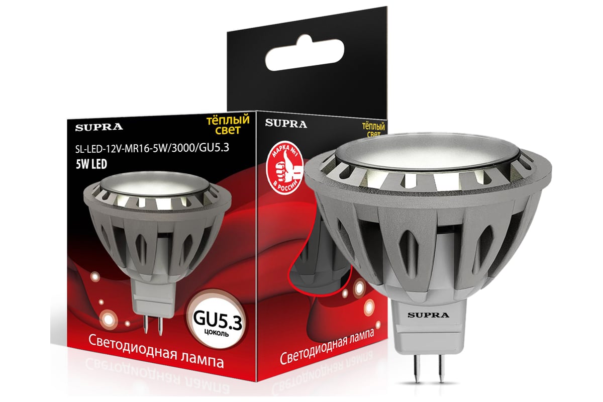 Светодиодная лампа Supra LED SL-LED-12V-MR16-5W/3000/GU5.3 - выгодная ...