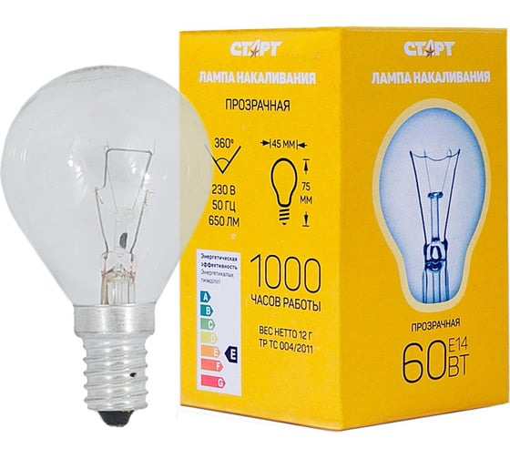 Отзывы о декоративной лампе шарик СТАРТ ДШ 60Вт Е14. Читать 1 отзыв ...