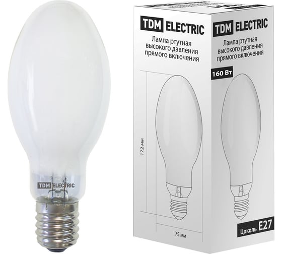 Ртутная лампа высокого давления TDM ДРВ 160 Вт Е27 SQ0325-0019 ...
