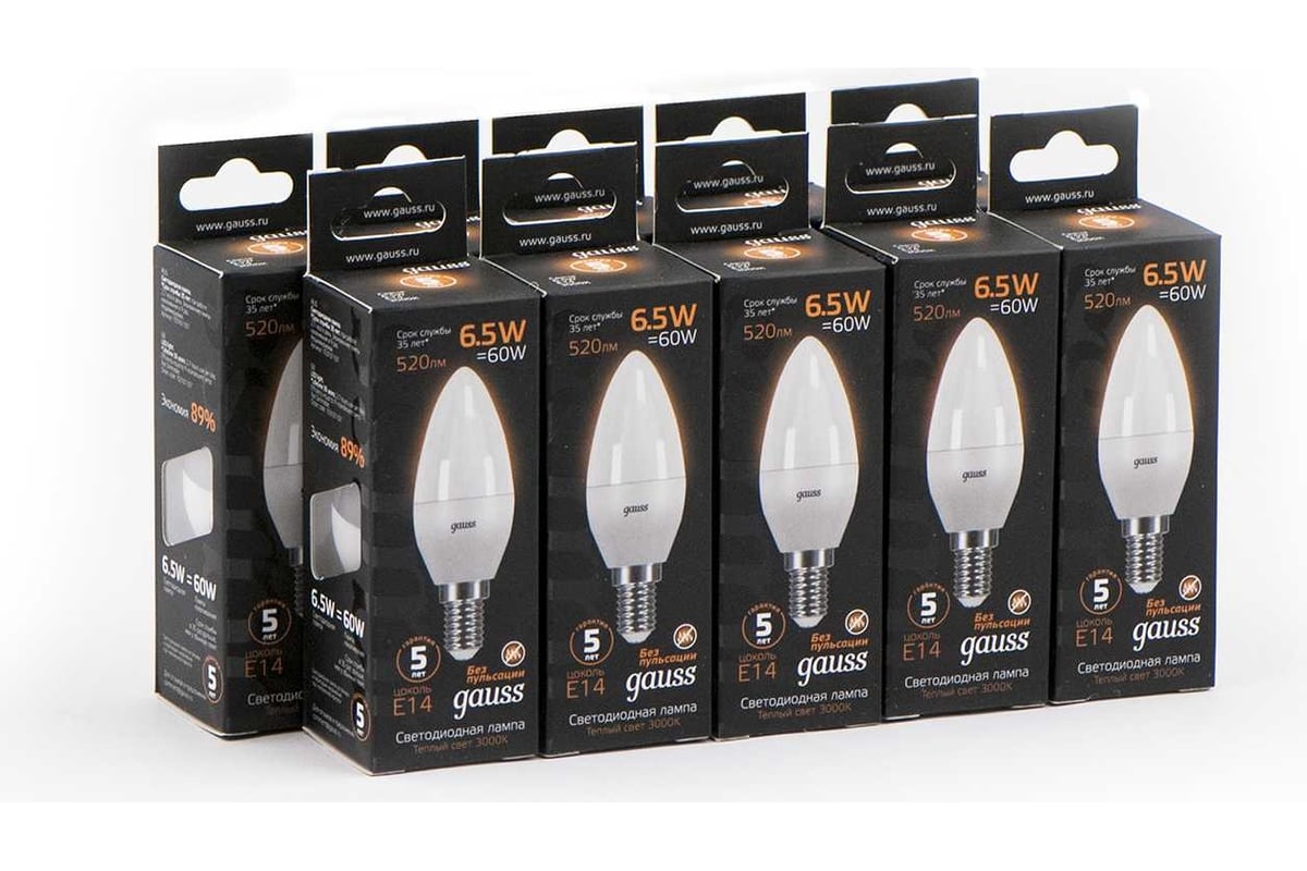 Лампа Gauss LED Candle E14 6.5W 100-240V 2700К SQ 103101107 - выгодная ...